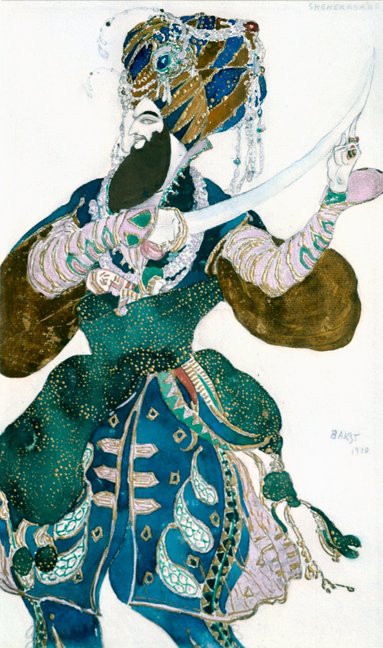 The Shah of Persia, Costume Design for a Ballets Russes Production of Scheherazade by Leon Bakst