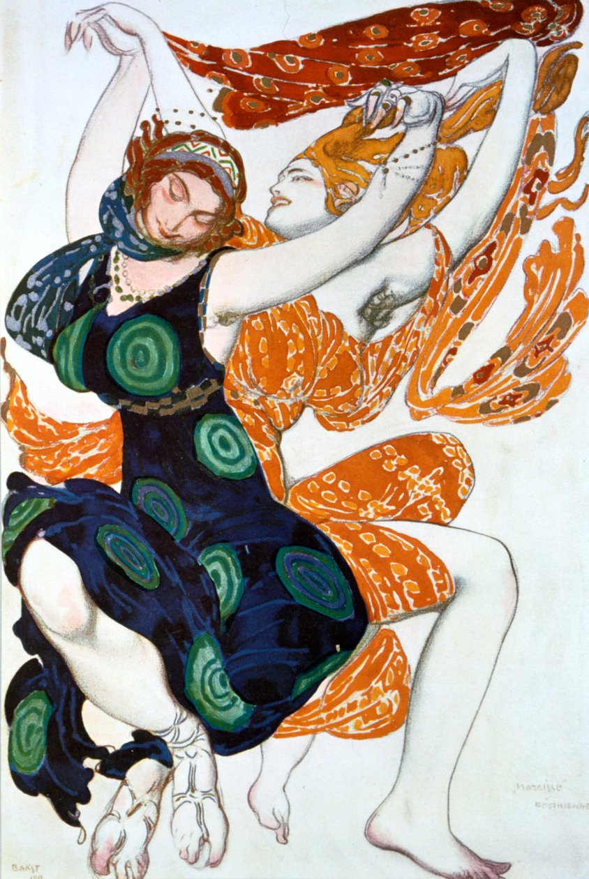 Two Bacchantes, Costume Design for a Ballets Russes Production of Tcherepnin
