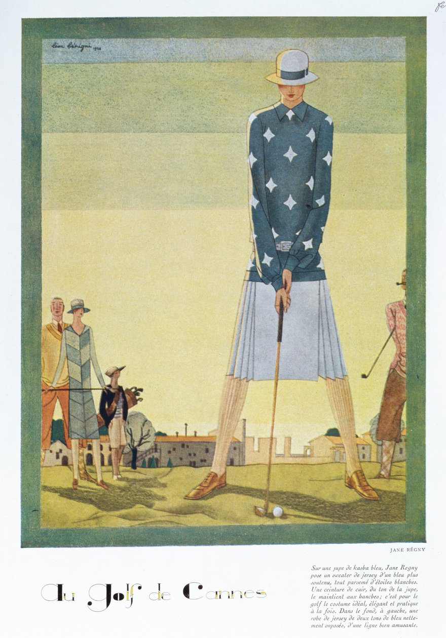 Golfing dress design by Jane Regny, fashion plate from 