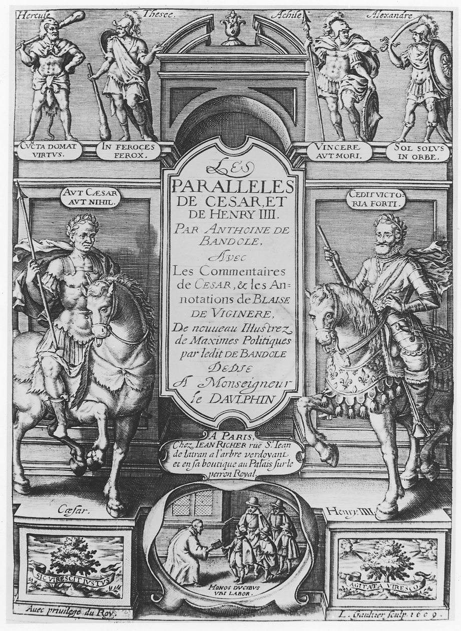 Frontispiece of 'Paralleles de Cesar et de Henry IV' by Anthonie de ...