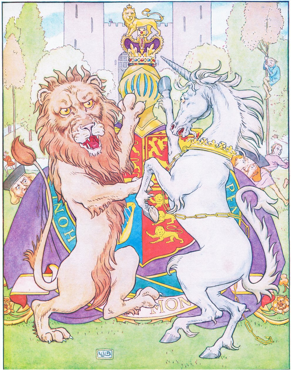The Lion and the Unicorn Were Fighting for the Crown by Leonard Leslie Brooke