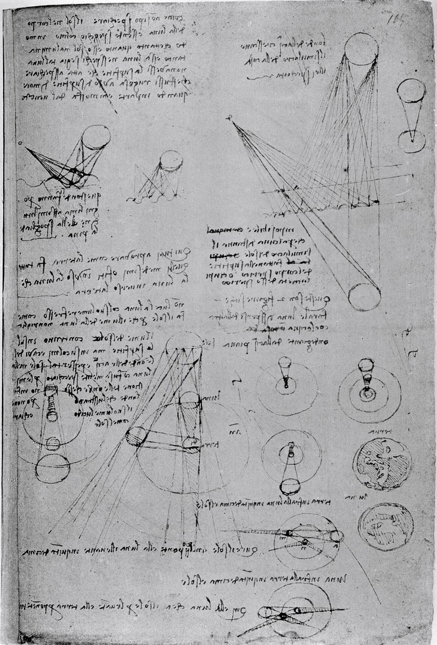 Astronomical Diagrams, from the Codex Leicester, 1508-12 by Leonardo da Vinci