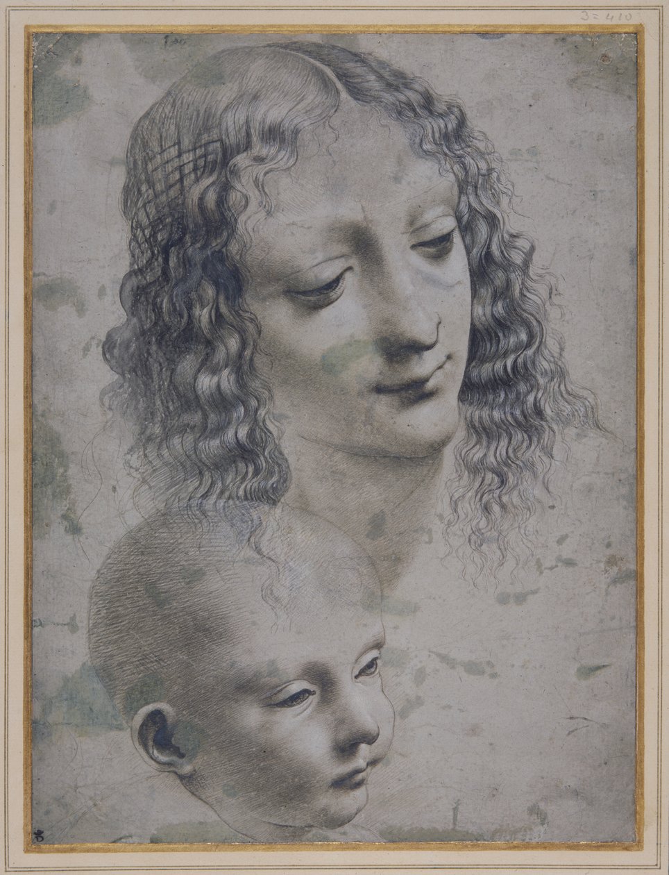 The Head of a Woman and the Head of a Baby by Leonardo da (follower of) Vinci