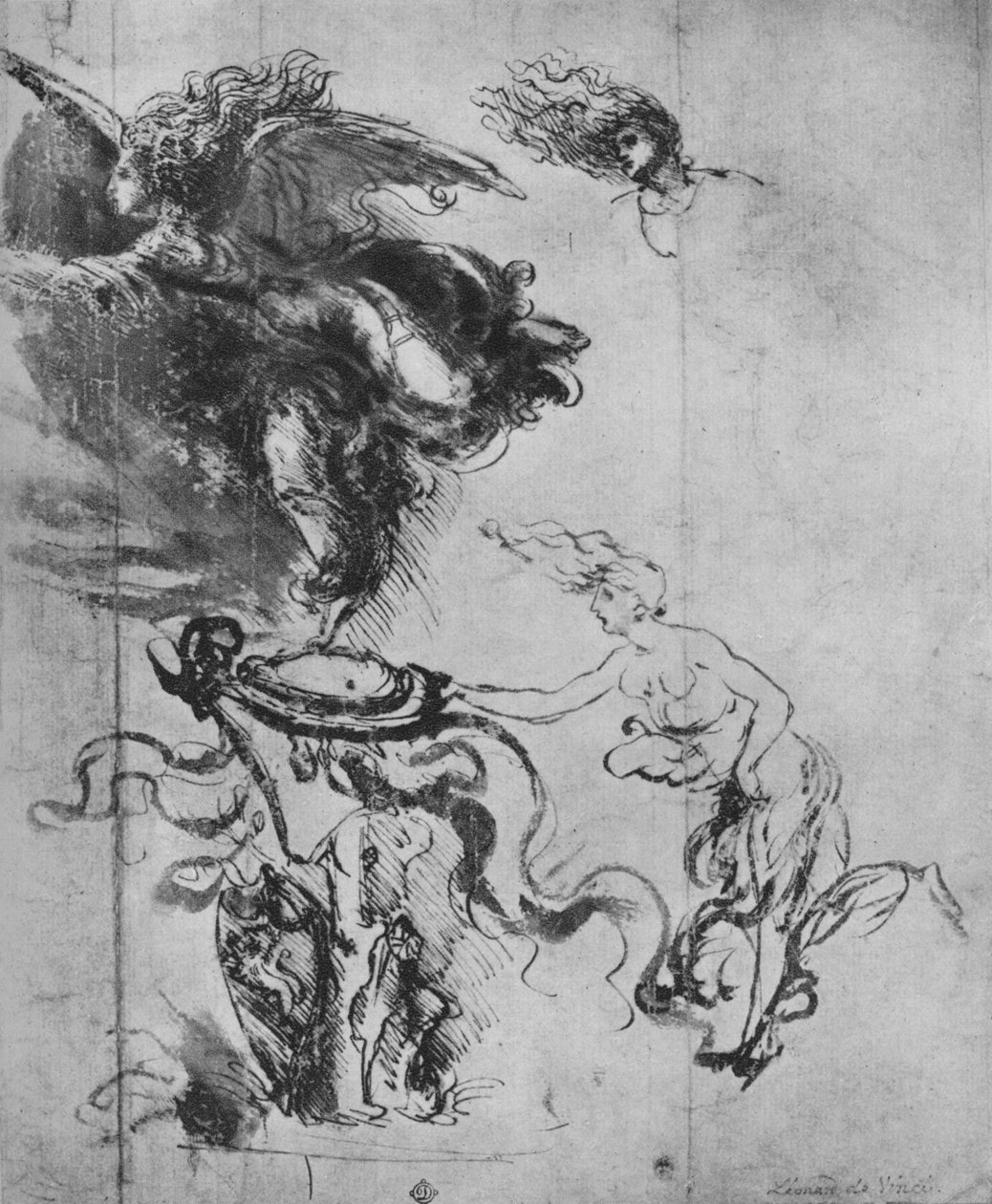 An Angel Placing a Shield on a Trophy and Separate Studies of the Angel