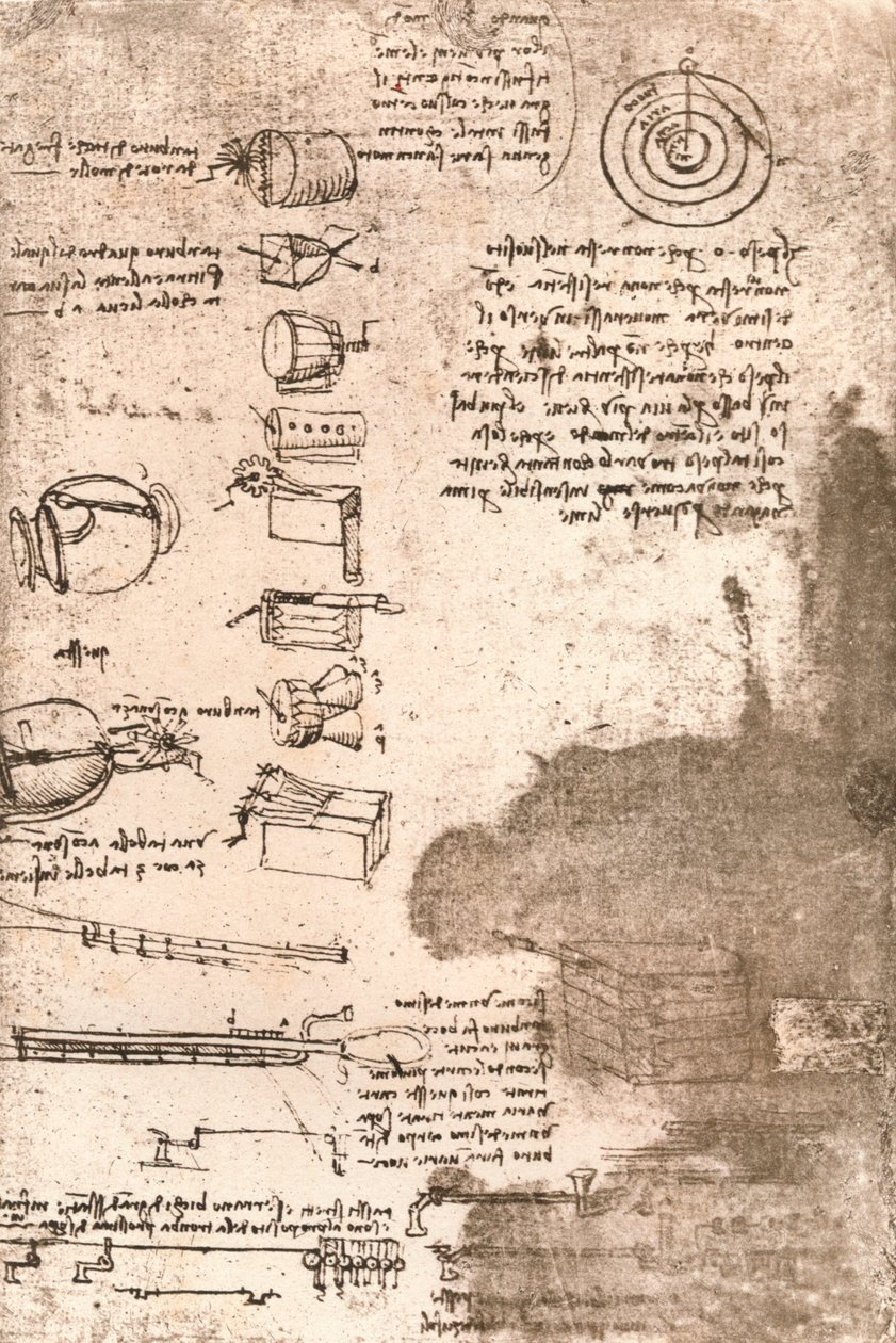 Drawing of Musical Instruments and Other Objects by Leonardo da Vinci