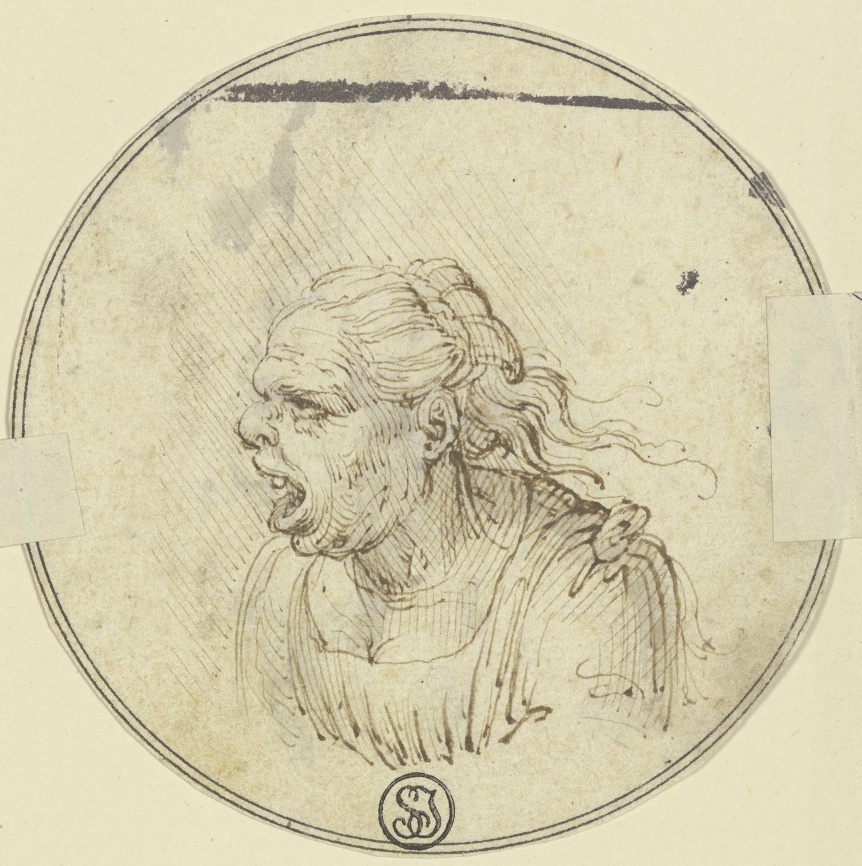 Caricature of a Woman with Open Mouth, Bust, in Profile to the Left by Leonardo da Vinci