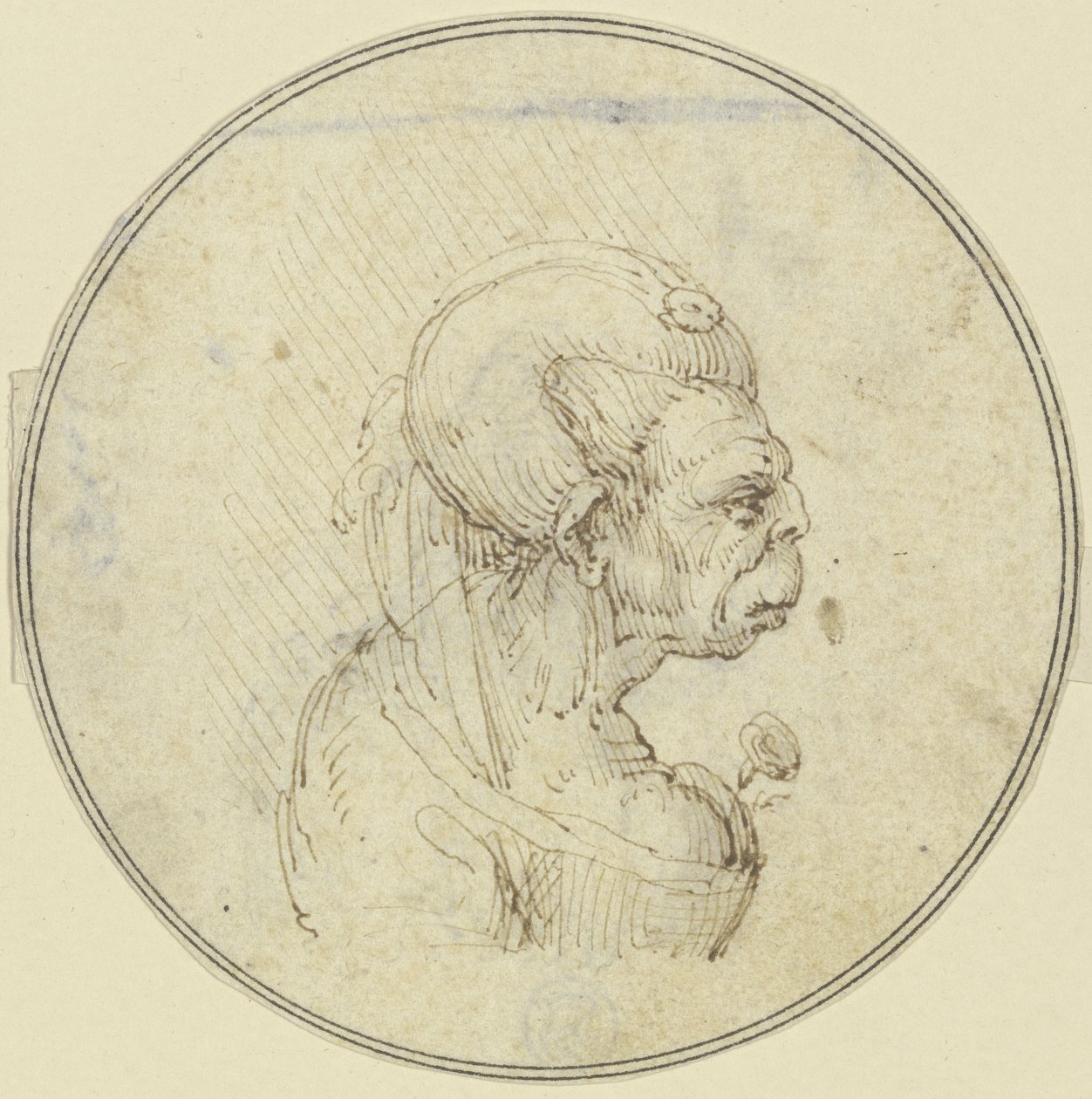 Caricature of an Old Woman, Bust with a Rose in the Bosom, Profile to the Right by Leonardo da Vinci