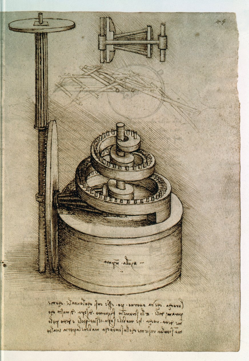 Codex Madrid I f.45r, Tempered Spring by Leonardo da Vinci