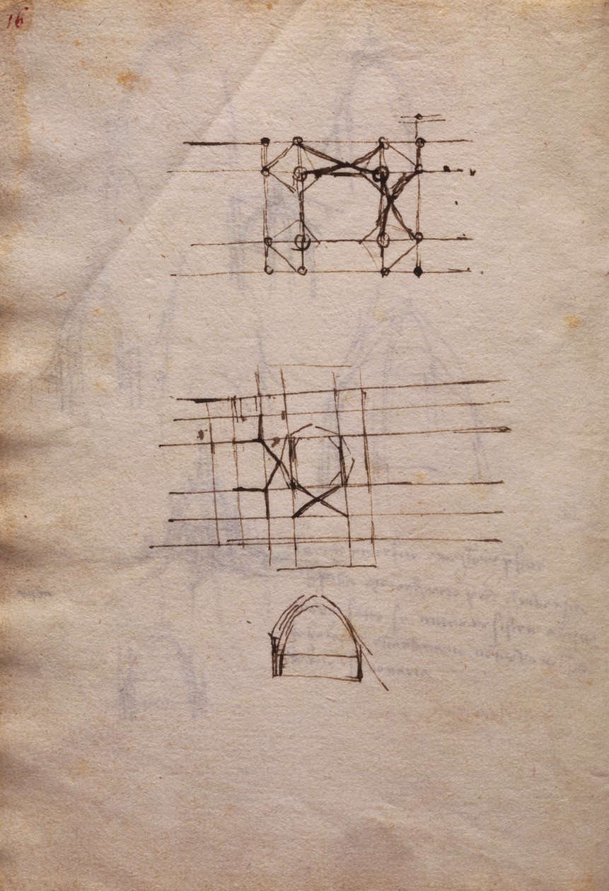 Studies for Lantern of Cathedral, from Codex Trivulzianus by Leonardo da Vinci