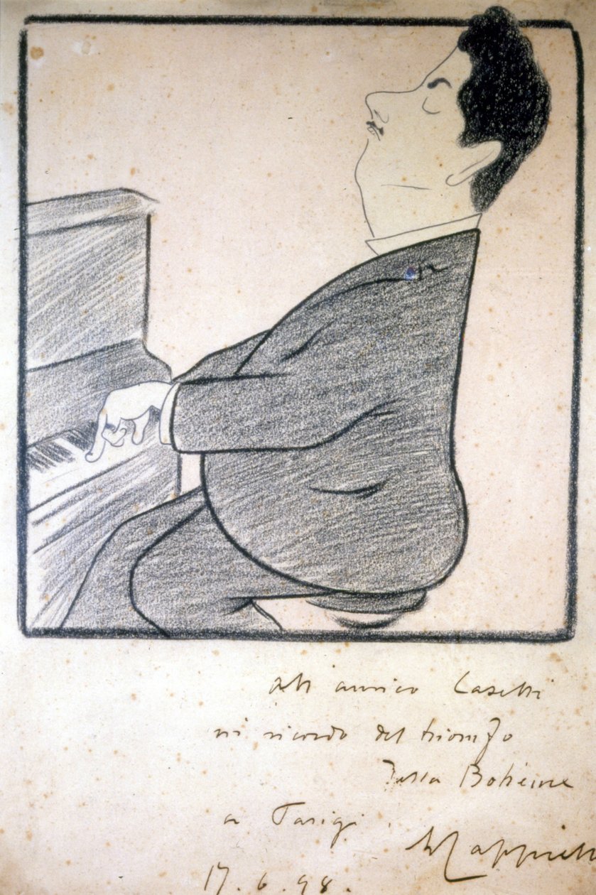 Portrait of Giacomo Puccini (1858-1924), Italian composer. Caricature by Leonetto Cappiello. by Leonetto Cappiello