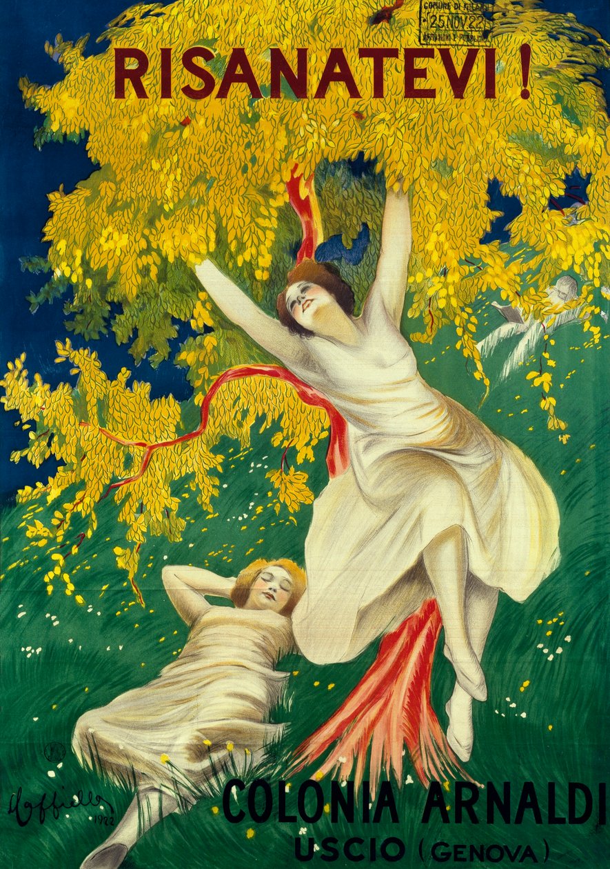 Poster advertising of Colonia Arnaldi in Uscio (Genova) by Leonetto Cappiello