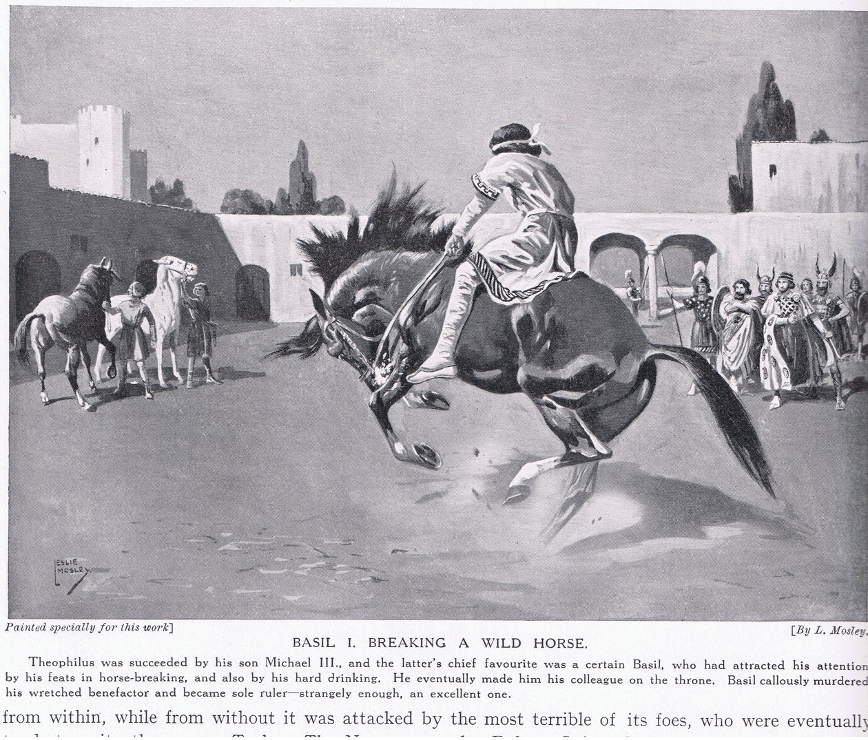 Basil I, breaking a wild horse by Leslie Mosley