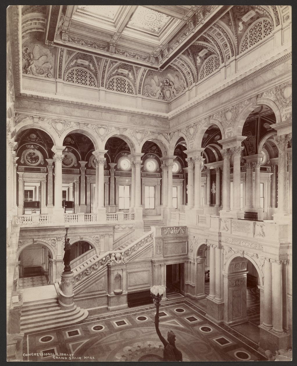 Congressional Library: Grand Stair Hall by Levin C. Hardy