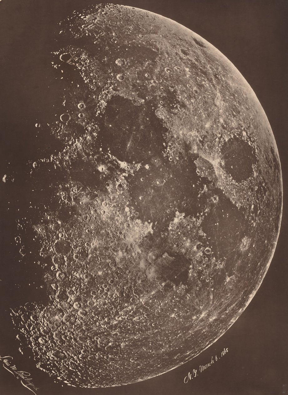 Photograph of the Moon at its First Quarter, March 6, 1865