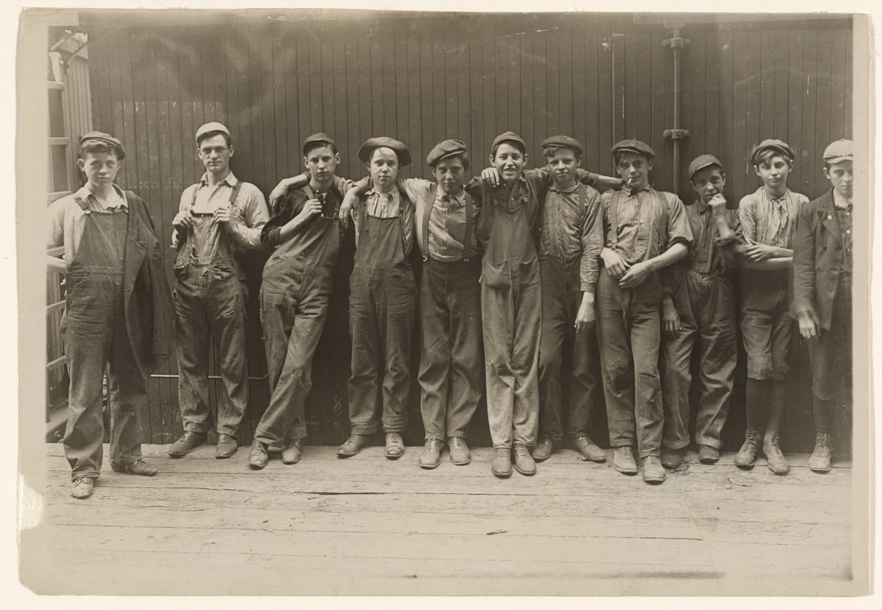 A Group of Young Fellows Working in a Cannery in Indianapolis, Indiana by Lewis W. Hine