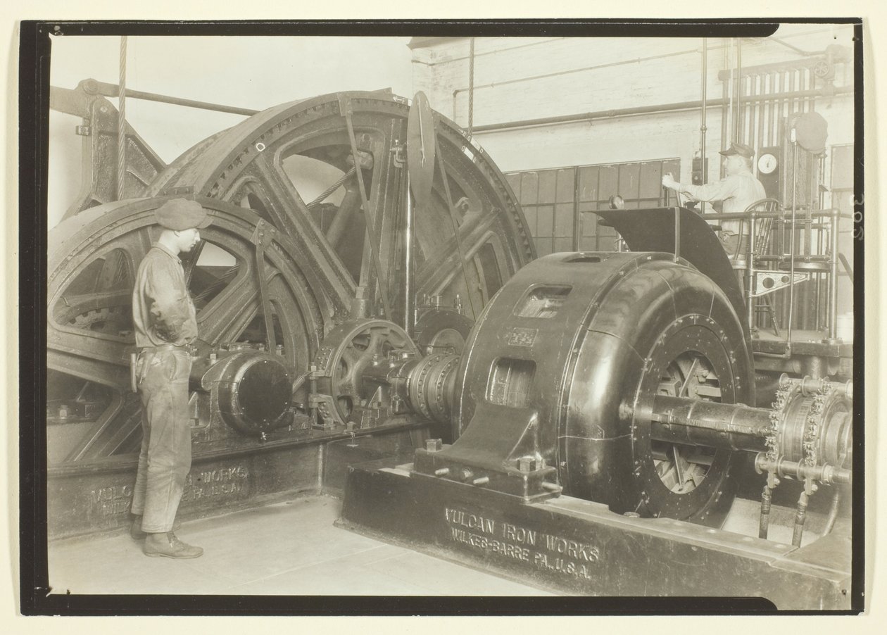 The Mines Today By Cables. This Is The Power Room Of A Pennsylvania Coal Mine by Lewis Wickes Hine