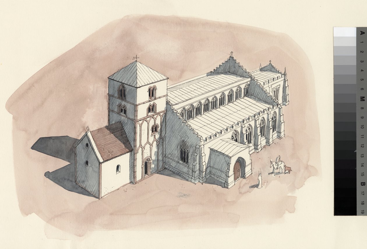 Reconstruction Drawing of St. Peter's Church During the 18th Century