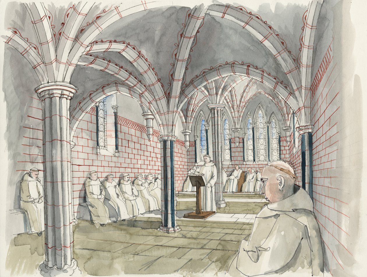 Reconstruction of the Chapter House at Shap Abbey c.1530 by Liam Wales