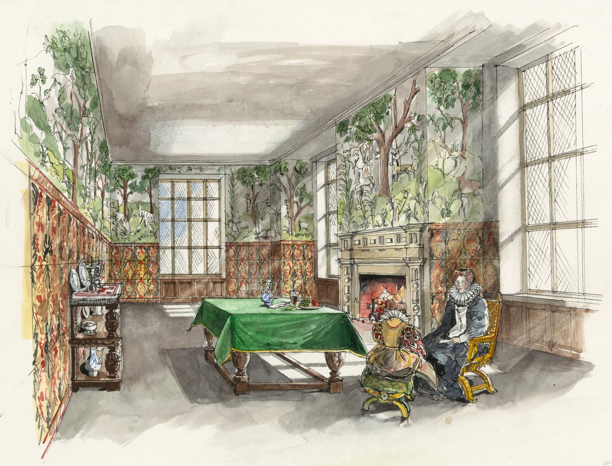 Reconstruction of the Forest Great Chamber at Hardwick Old Hall in 1601 by Liam Wales