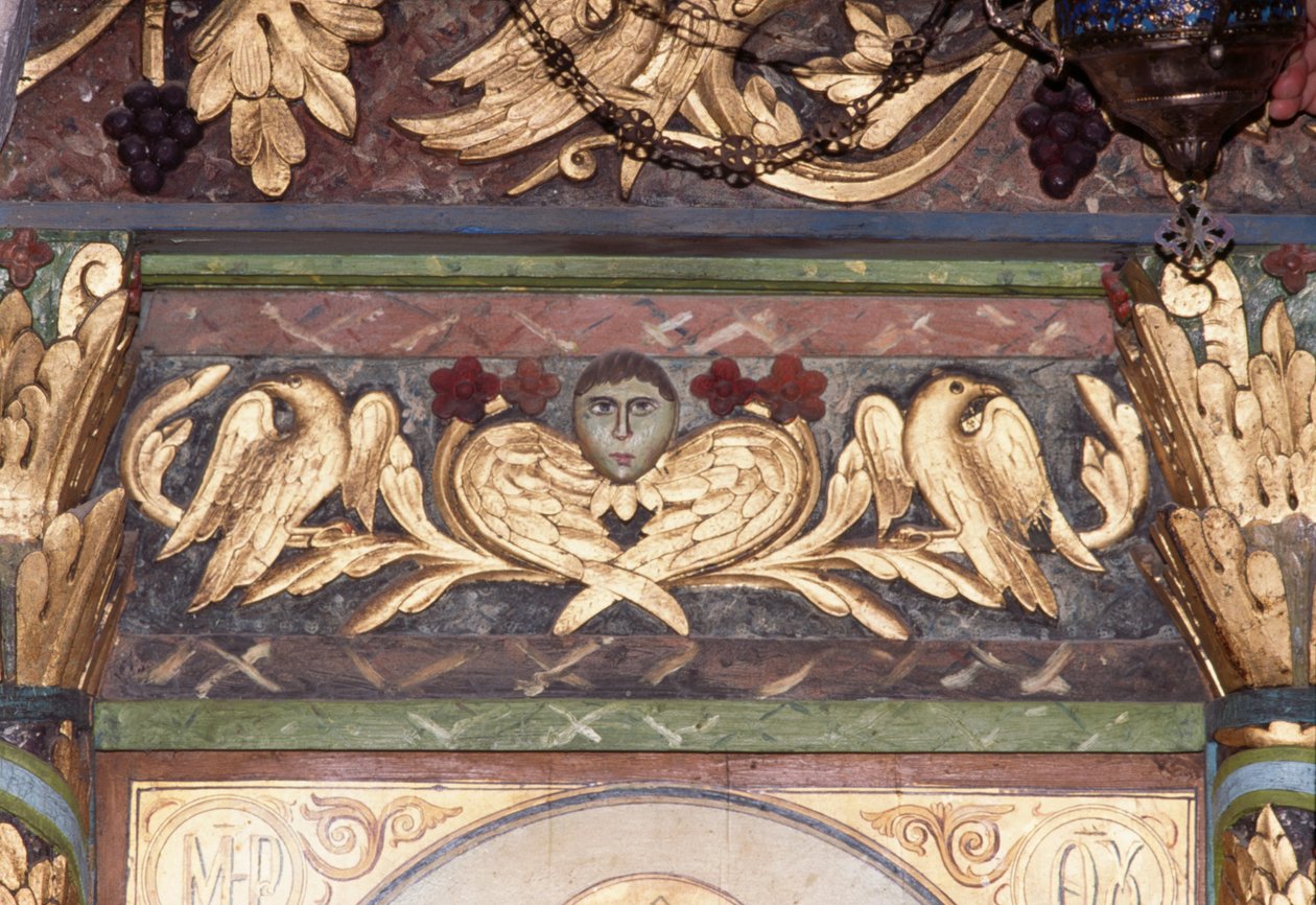 Decoration (Detail), Iconostasis in Byzantine Church of St George, Anidri, Crete, Greece by Unbekannt Unbekannt