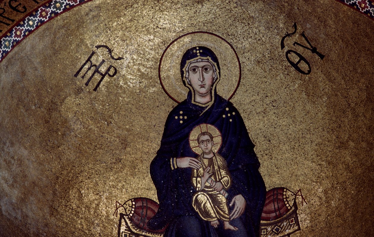 Mosaic of Virgin Mary from Inside Hosios Loukas Monastery, Greece by Unbekannt Unbekannt