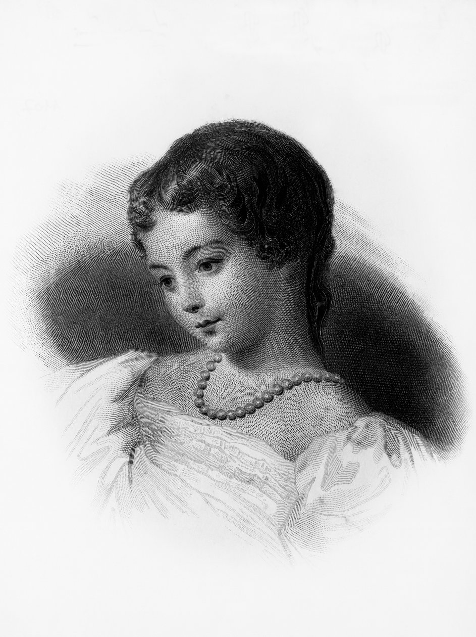 Portrait of Augusta Ada Byron, Countess of Lovelace, English Mathematician and Writer, First Computer Programmer, Engraving by Unbekannt Unbekannt
