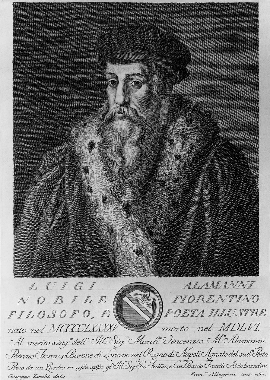Portrait of Luigi Alamanni (1495-1556), Italian poet, by Francesco Allegrini (1729-after 1773) after drawing by Giuseppe Zocchi (born 1711 or 1717, died 1767) by Unbekannt Unbekannt