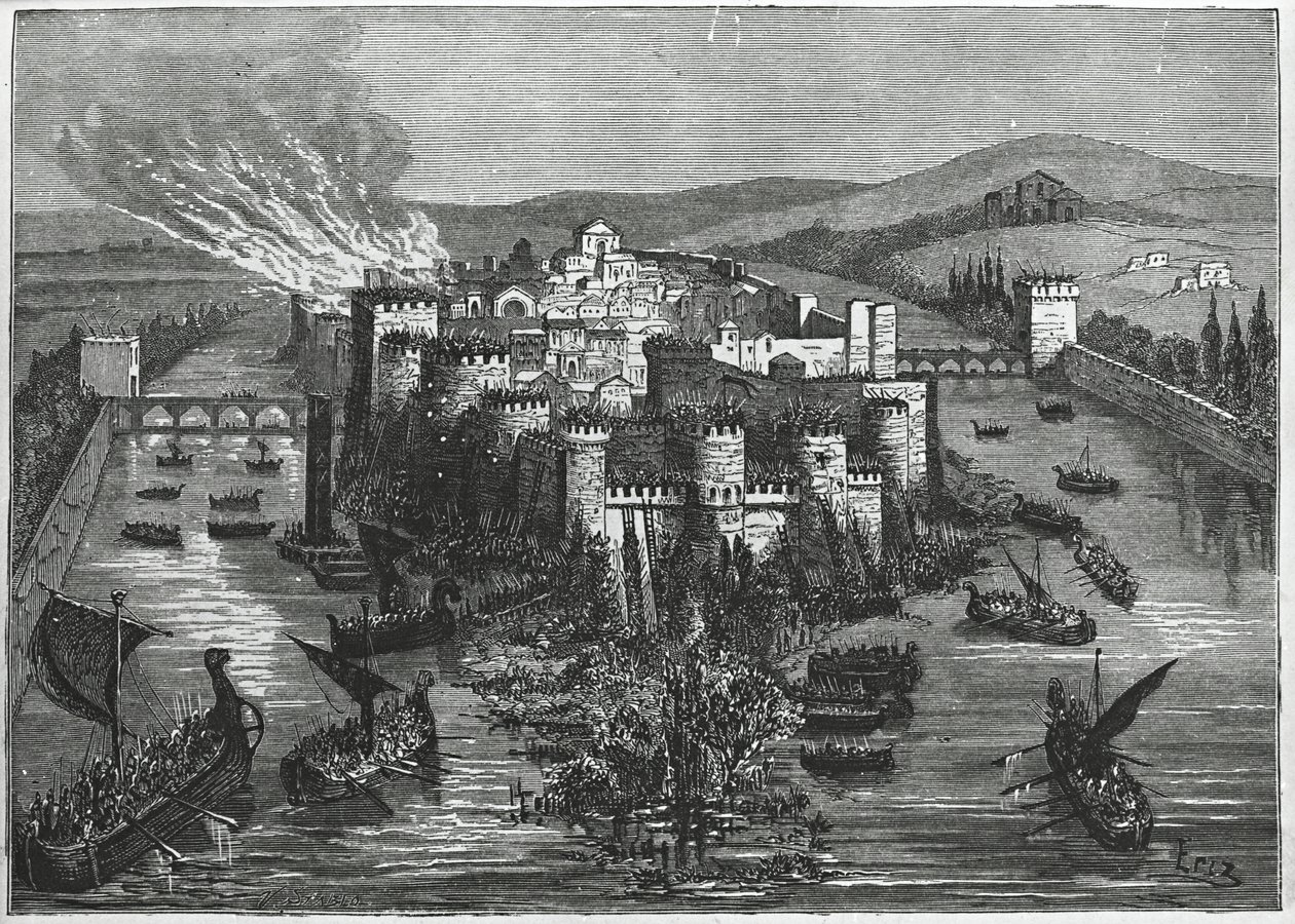 Vikings laying siege to Paris in 845 (engraving) by Unbekannt Unbekannt