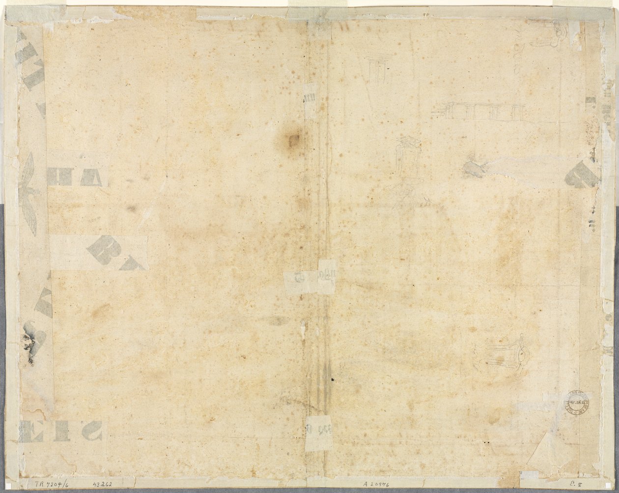 Sketches of Windows and Pilasters of the Attic Storey of the Collegio di Propaganda Fide (verso) by Lievin Cruyl