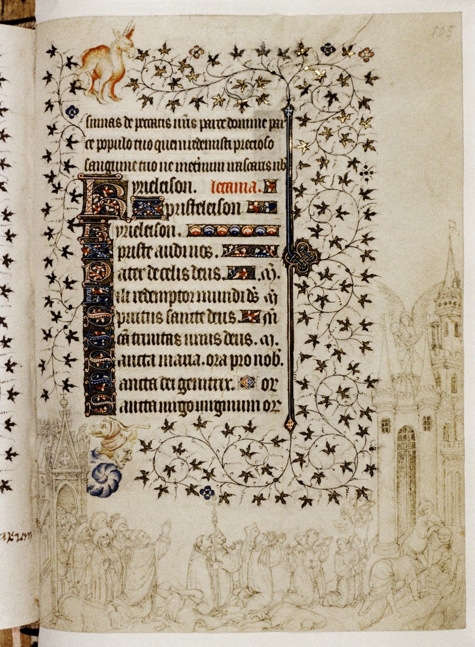Litany of a Book of Hours: Great Procession of Gregory the Great in Rome Against the Plague by Limbourg Brothers