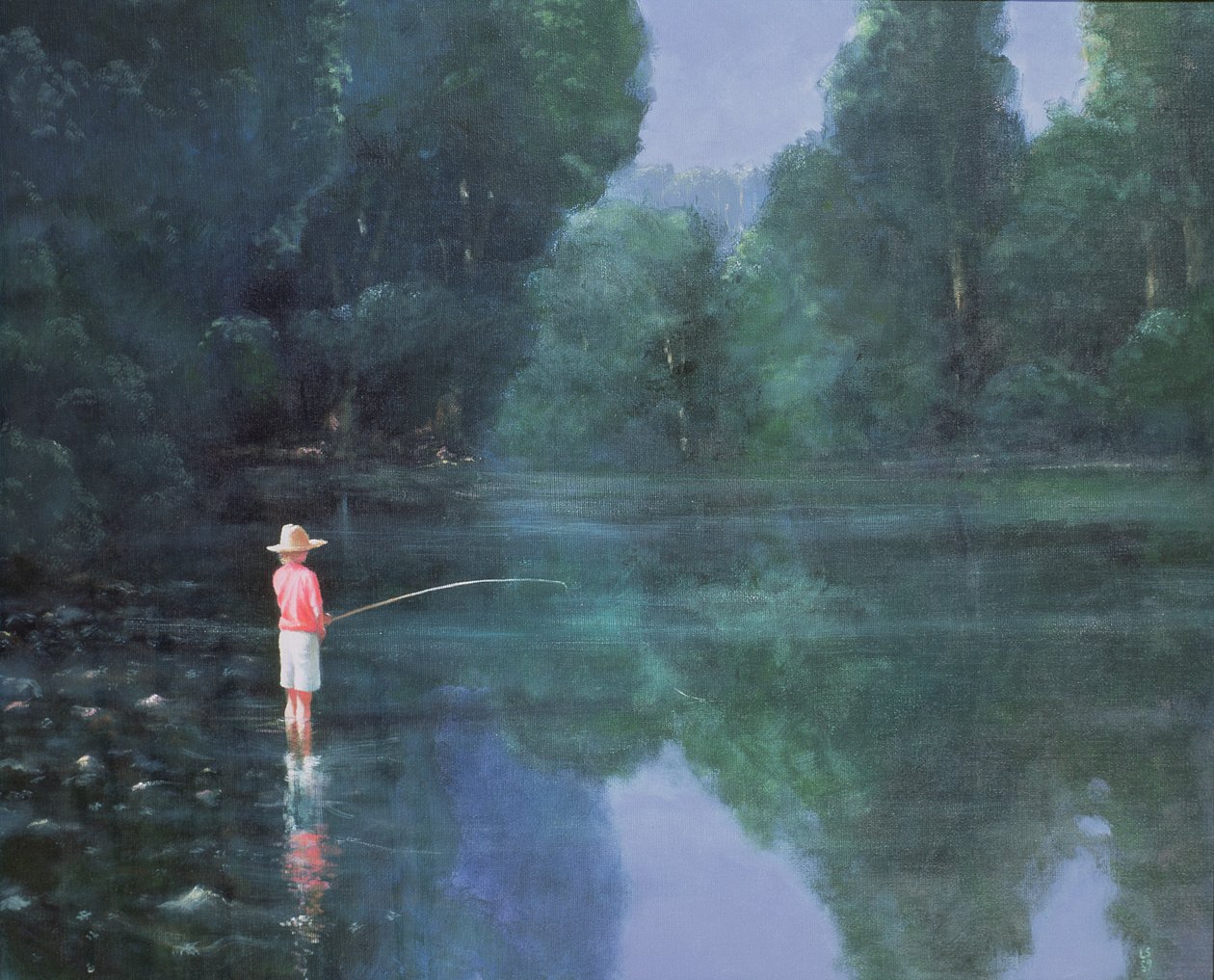 Child Fishing, 1989 by Lincoln Seligman