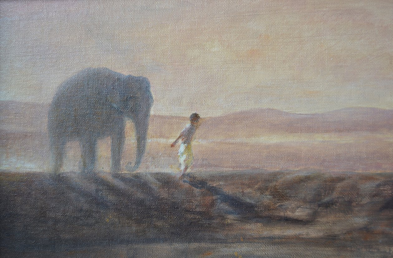 Boy and Elephant by Lincoln Seligman