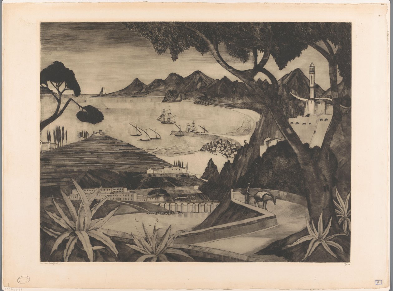 Mountain Landscape with Bay in Corsica by Lodewijk Schelfhout (signed by artist)