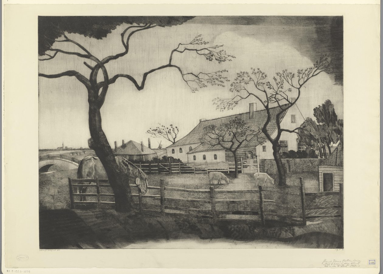 Farm with Cattle in Holland by Lodewijk Schelfhout (signed by artist)