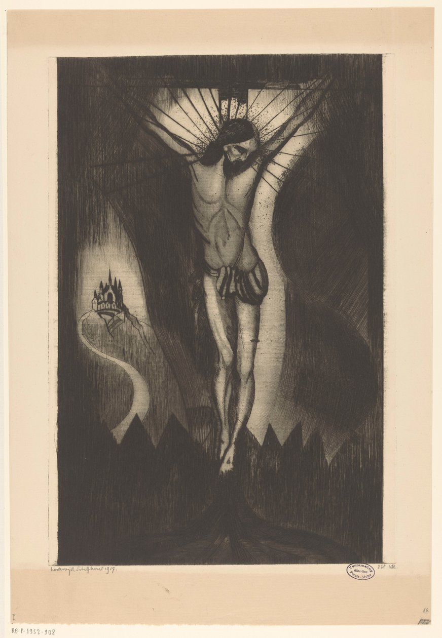 Christ on the Cross by Lodewijk Schelfhout (signed by artist)