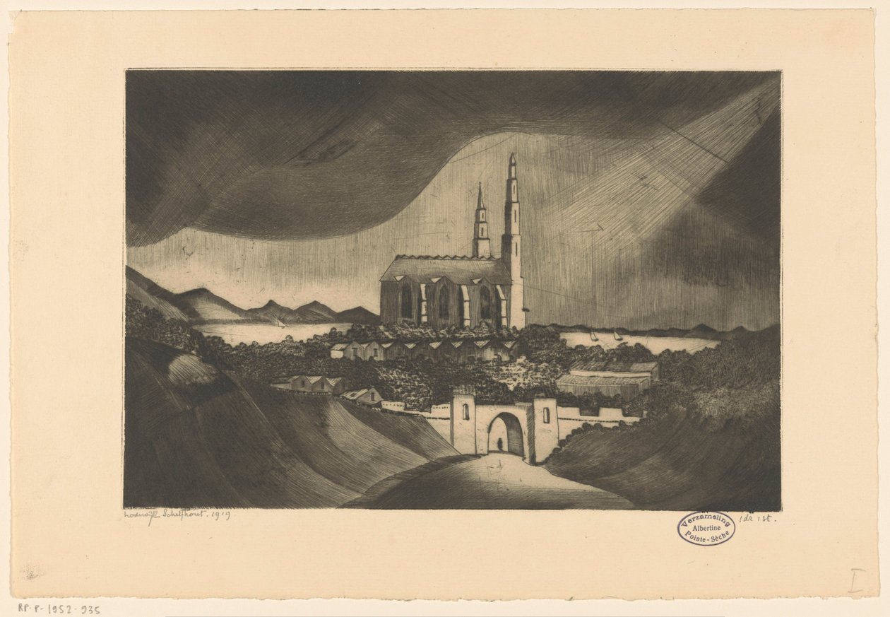 Cathedral by Lodewijk Schelfhout (signed by artist)