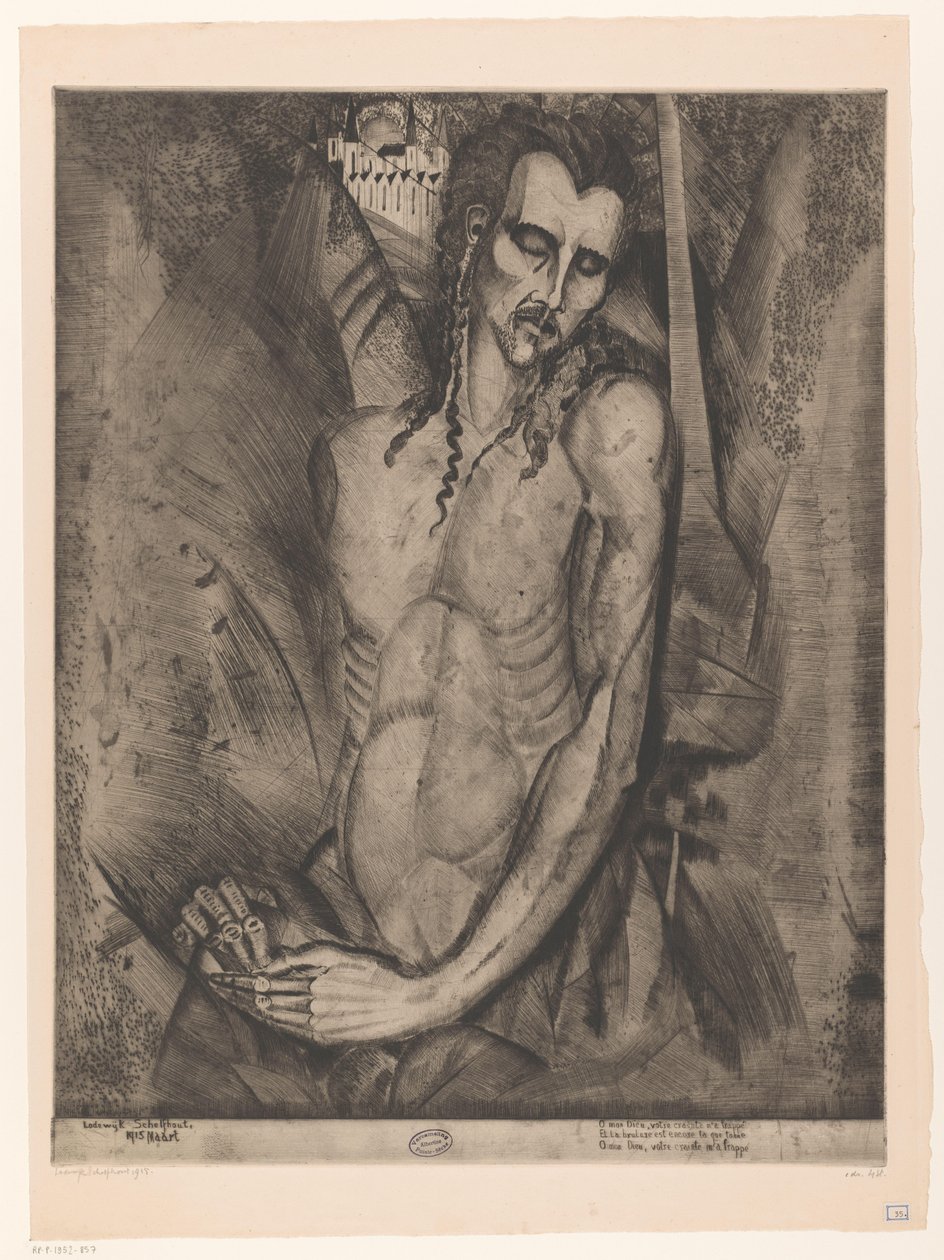 Naked Man with Closed Eyes (The Martyr) by Lodewijk Schelfhout (signed by artist)