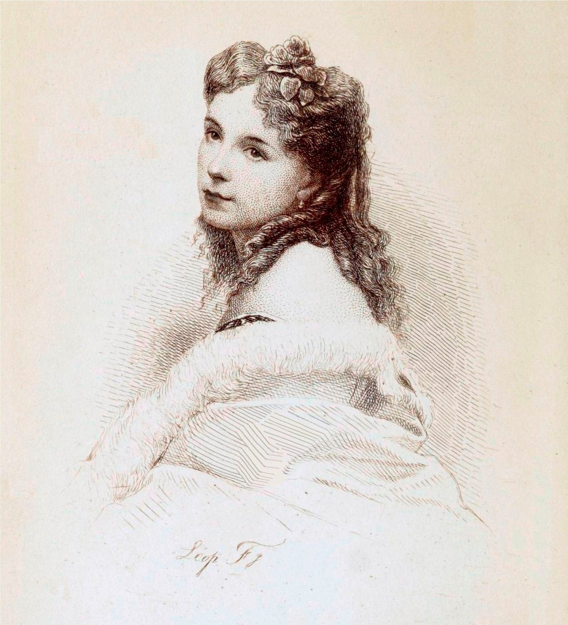 Engraving of Cora Pearl by Leopold Flameng