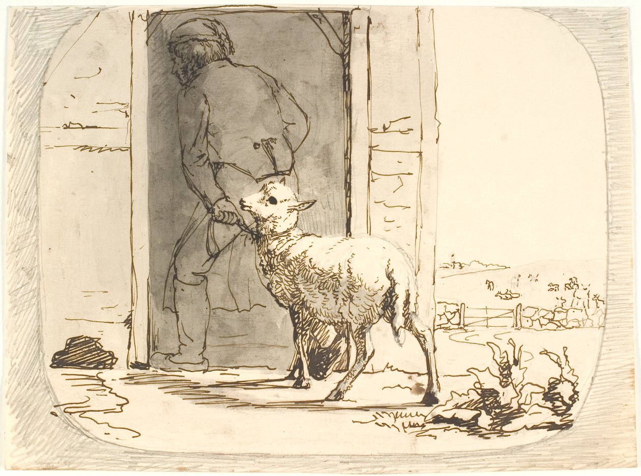 A Lamb is Led into the Stable by Lorenz Frølich