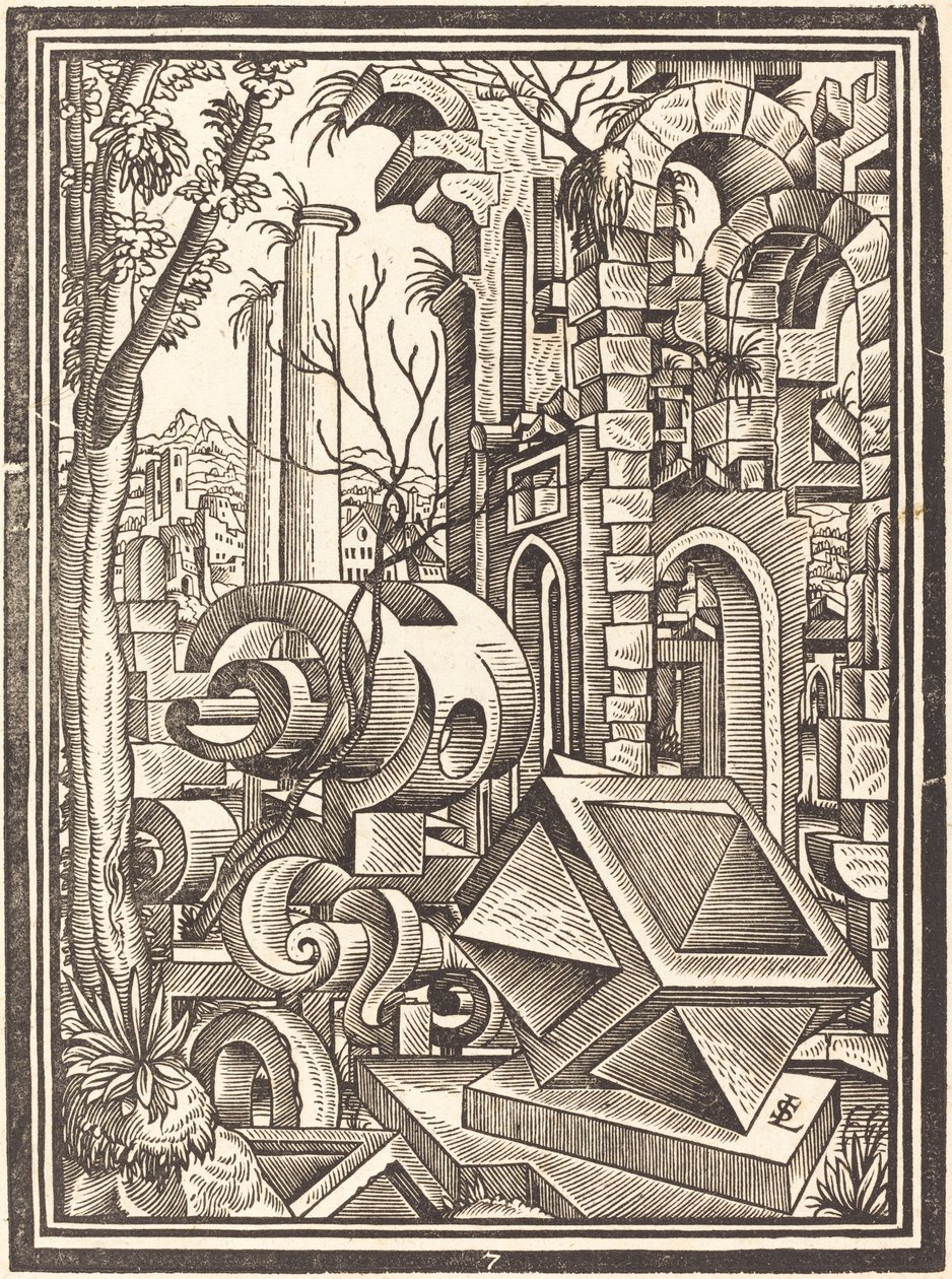Fantasy of Perspectival Forms Set among Ruins by Lorenz Stör