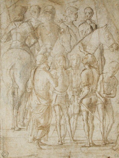 Group of Horsemen and Men Standing by Lorenzo Costa