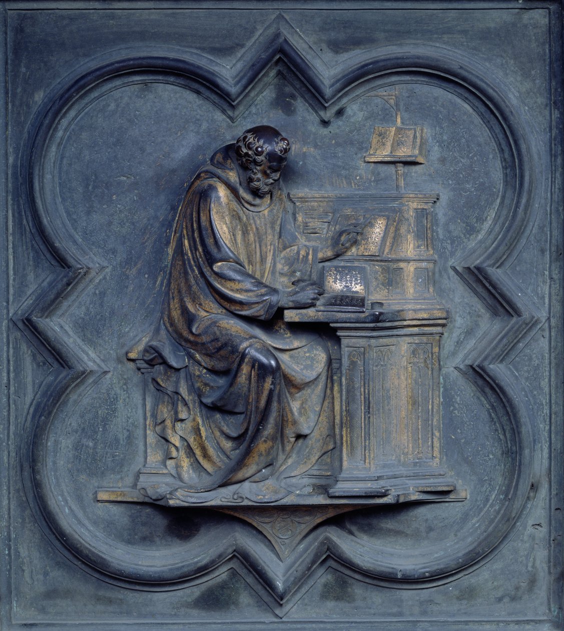 St Jerome, Panel F of the North Doors of the Baptistery of San Giovanni, 1403-24 by Lorenzo Ghiberti