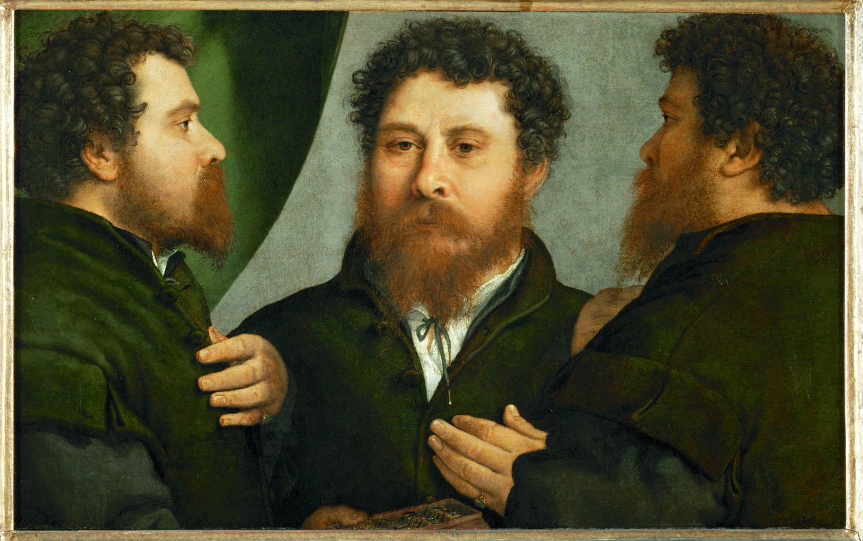 Portrait of a Goldsmith in Three Views by Lorenzo Lotto