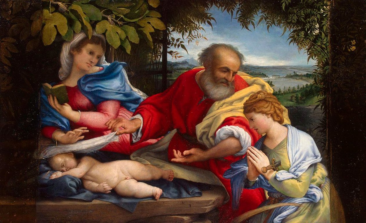 Rest on the Flight into Egypt with Saint Justina by Lorenzo Lotto