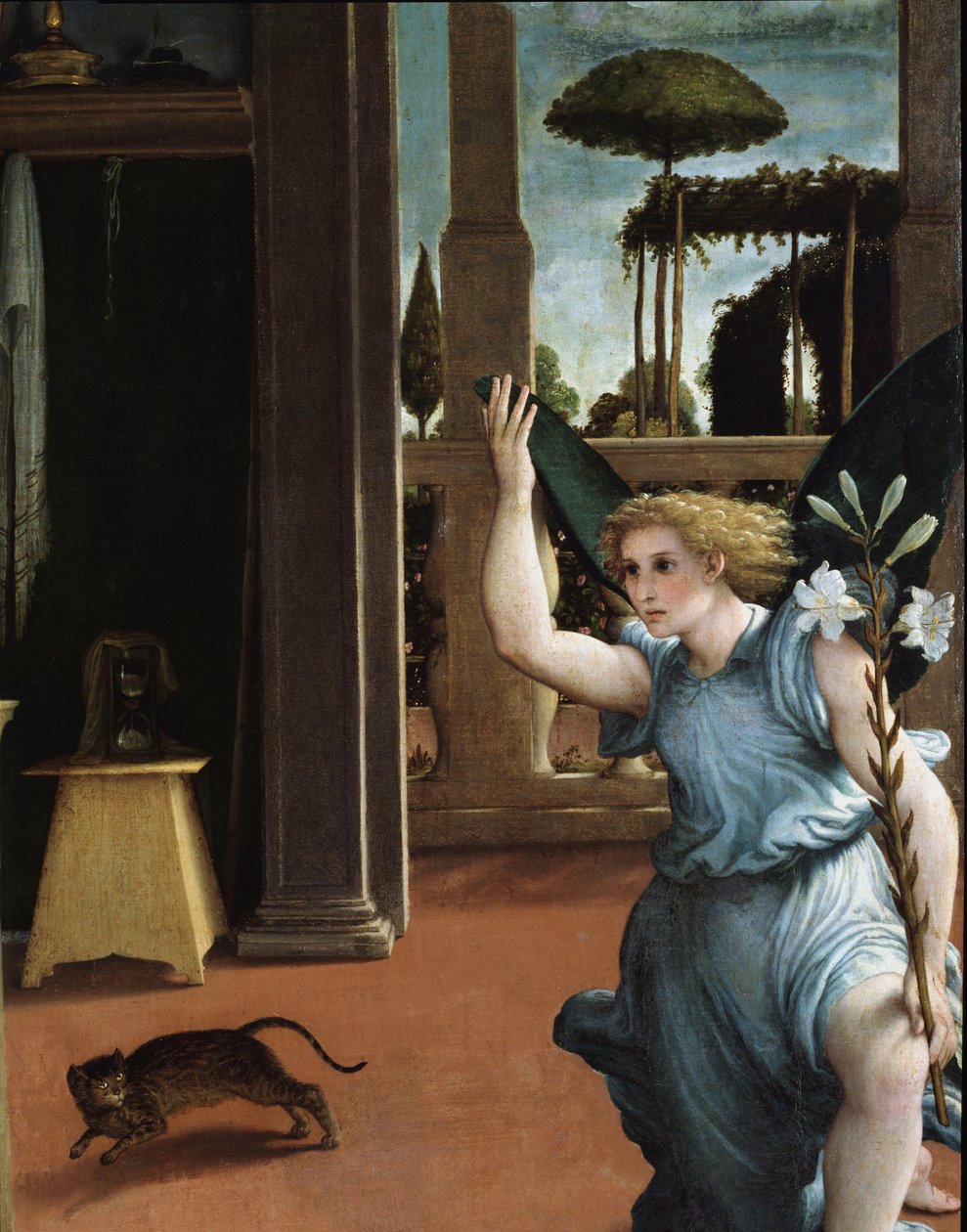 The Annunciation (Detail of the Angel) by Lorenzo Lotto