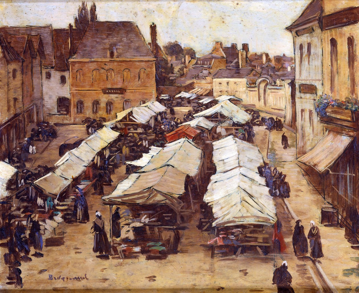 The Market Place at Abbeville by Louis Braquaval
