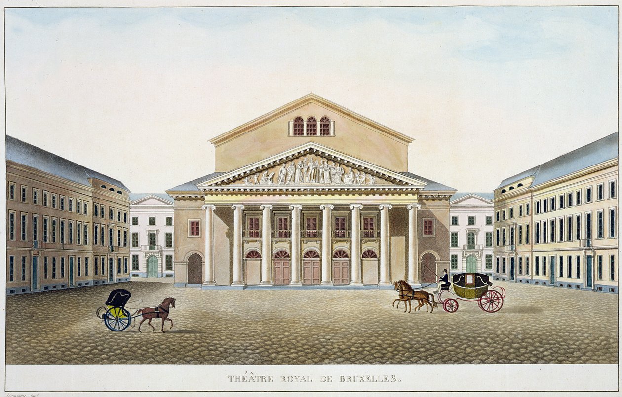 Theatre Royal, Brussels, from Choix des Monuments, Edifices et Maisons les plus remarquables du Royaume des Pays-Bas by Pierre Jacques Goetghebuer, Engraved by the Author, Published 1827 by Louis Damesme