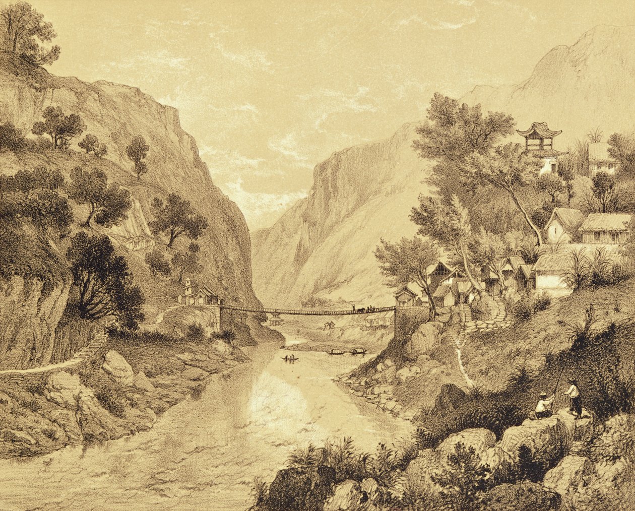 Suspension Bridge at Lao-Oua-Tan, Plate 46, from 