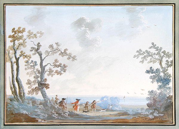 Huntsmen in a Landscape: A Set of Pendants, 1784 by Louis Gabriel Moreau