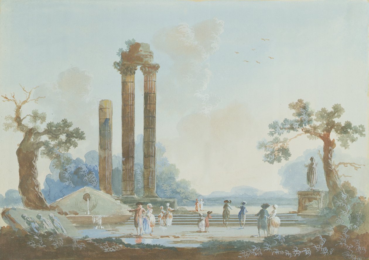 Promenade in a Park at Dusk: A Set of Pendants, 1784 by Louis Gabriel Moreau